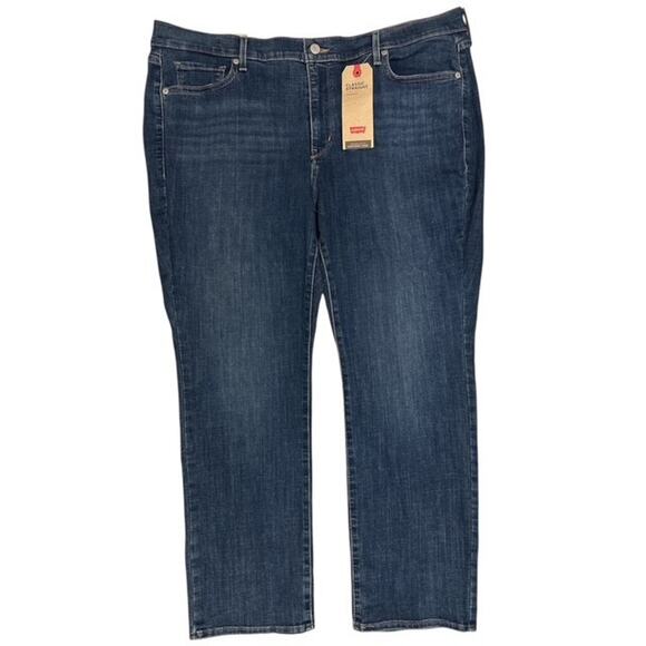Levi's Womens 24W M Jeans Classic Straight Mid Rise Blue Sculpts Support Stretch - Picture 1 of 7